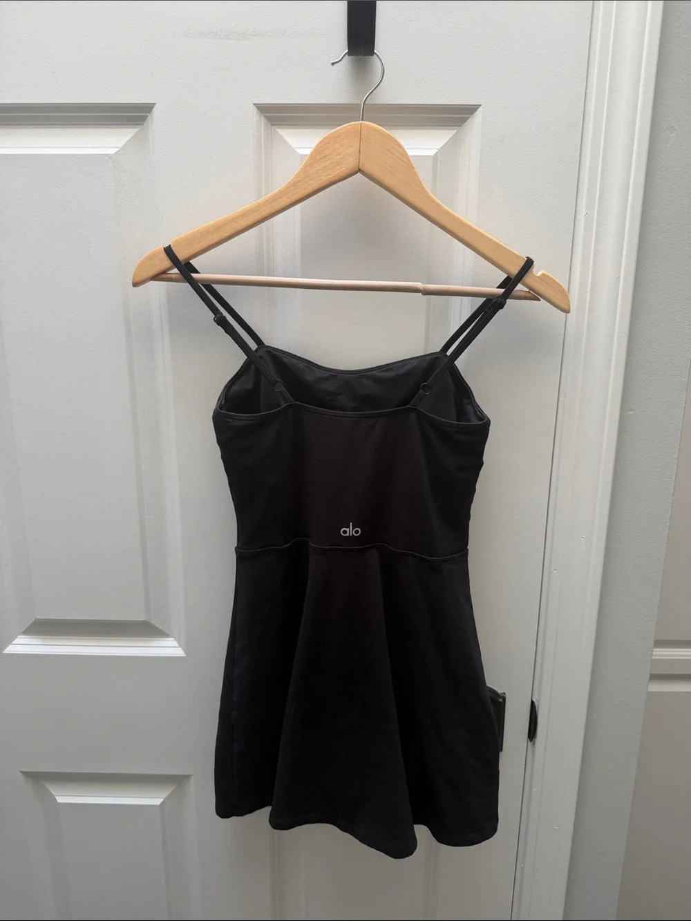 ALO Yoga Black Logo Strappy Athleisure Tank Mini Dress Size S